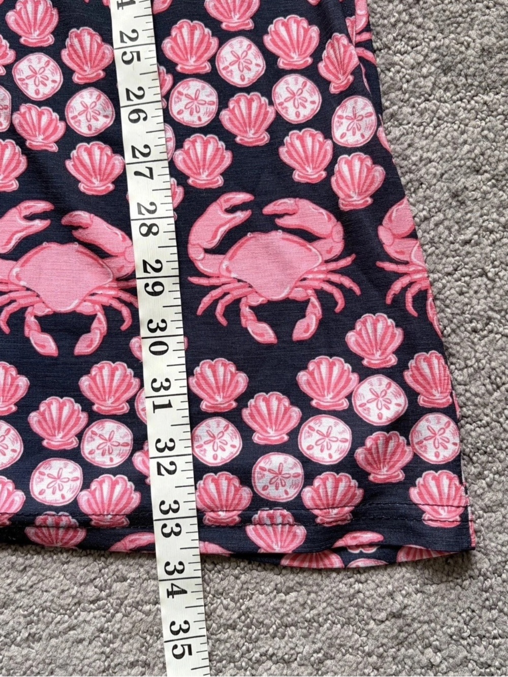 SIMPLY SOUTHERN Dress Womens Medium Navy Pink Crab Shell Print Ruffle Neck Midi - Picture 9 of 9